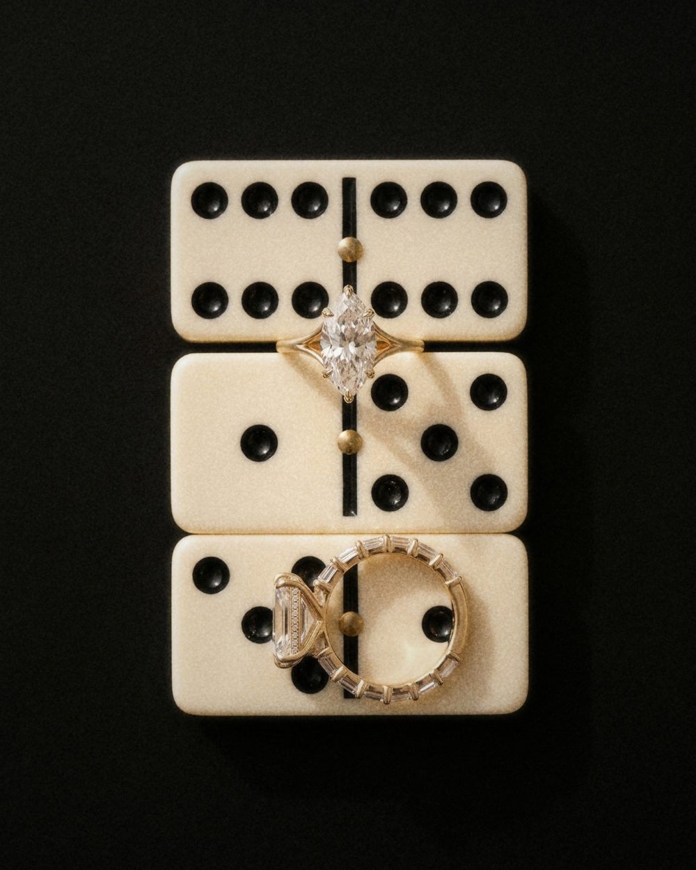 Rings placed on dominoes