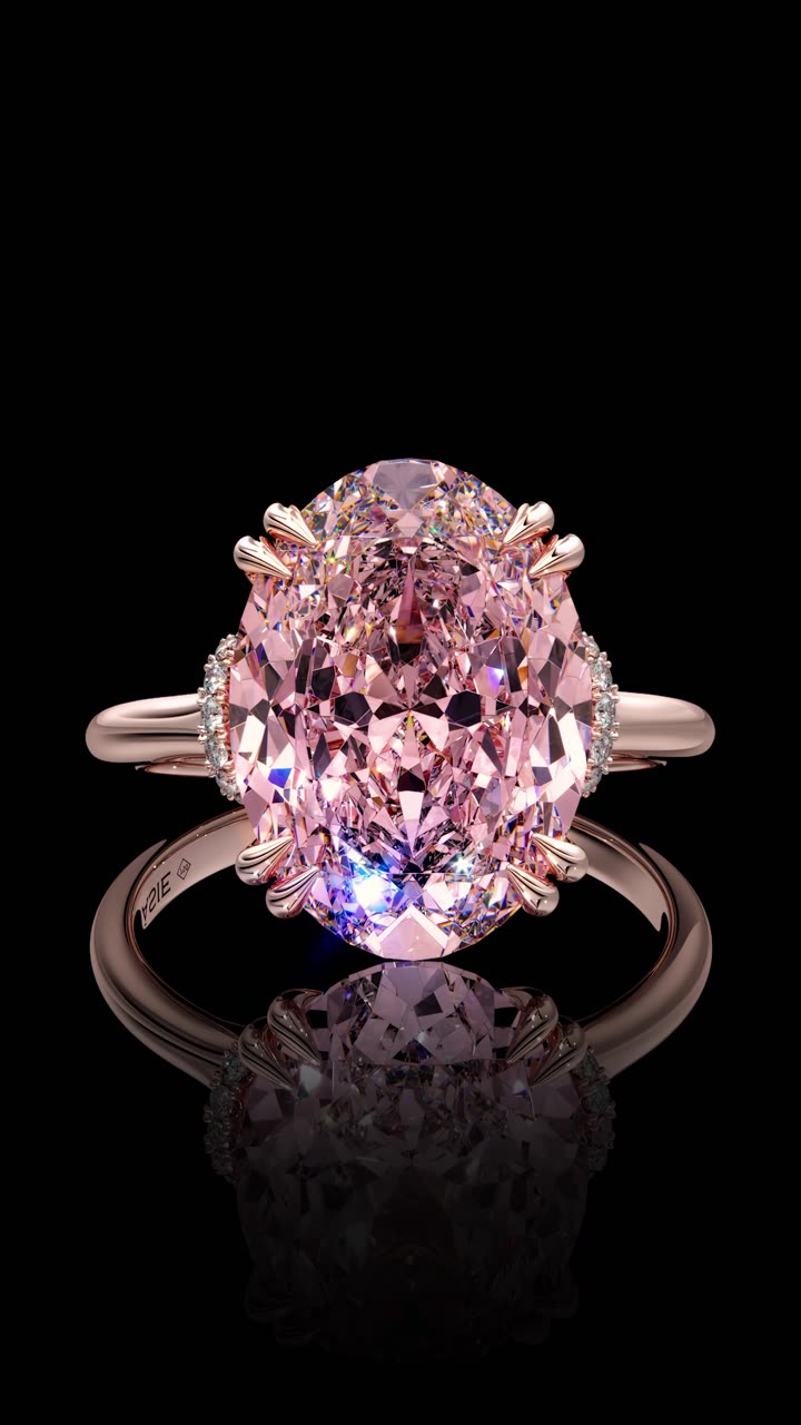 Pink oval diamond ring in rose gold