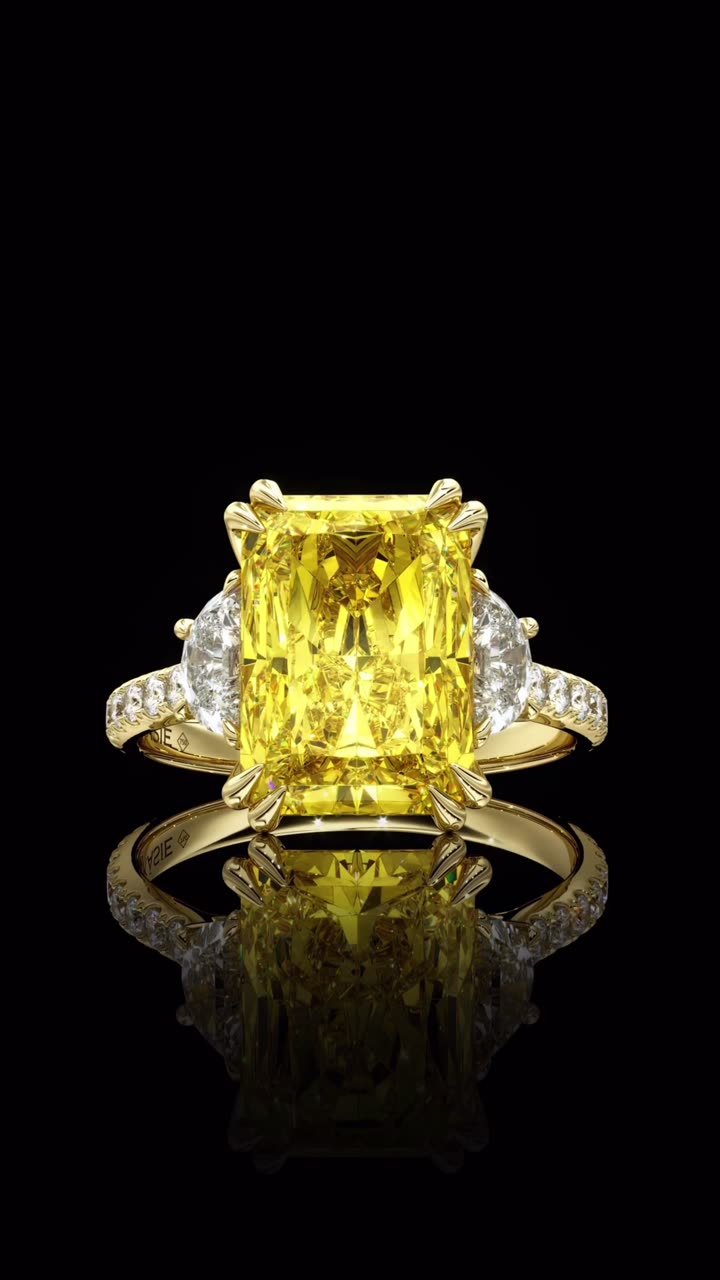 Yellow radiant diamond ring