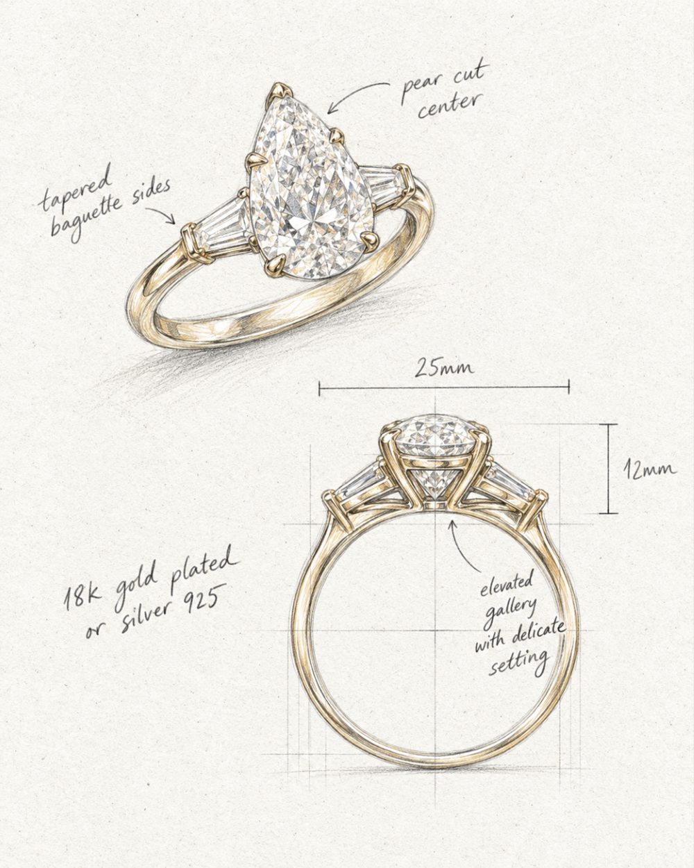 Ring sketch with measurements
